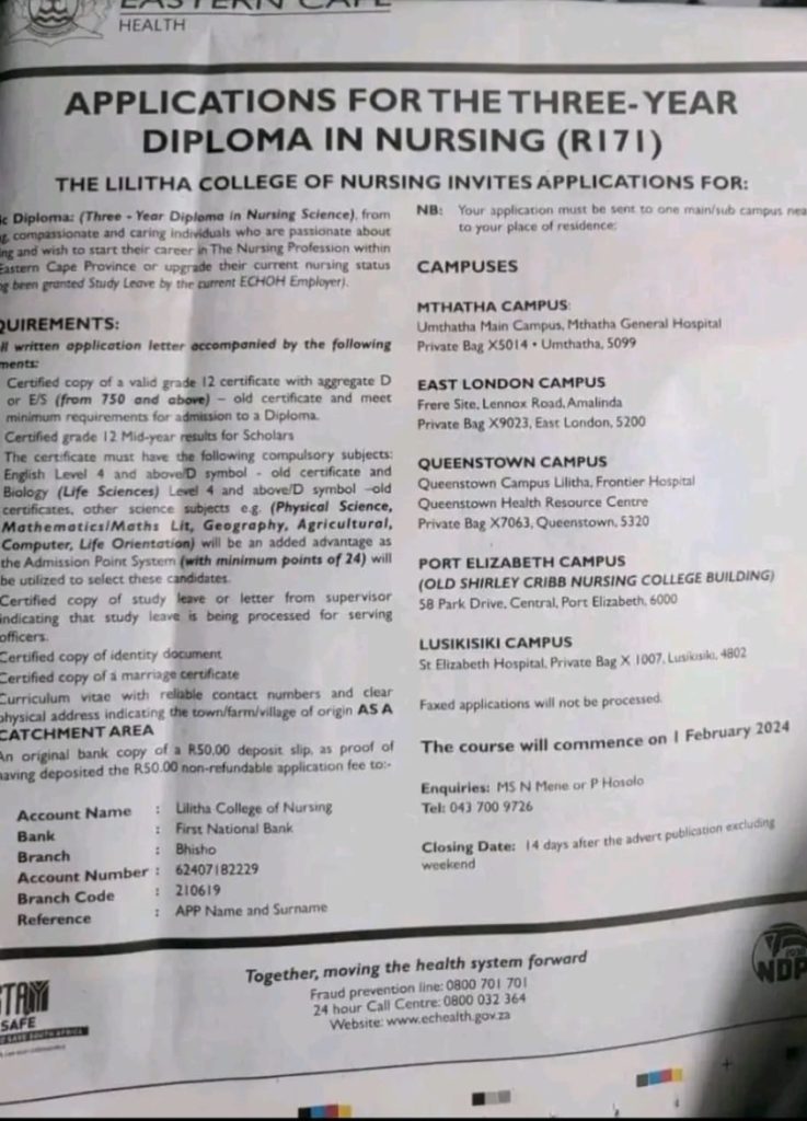 how to write application letter for lilitha nursing college